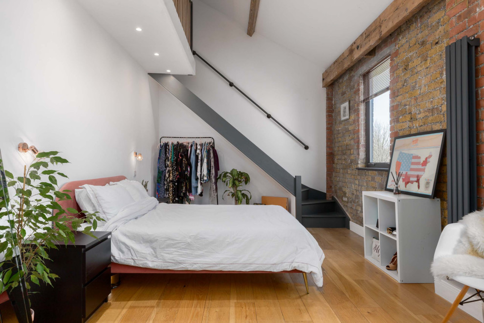 Design ideas for an industrial bedroom in London.