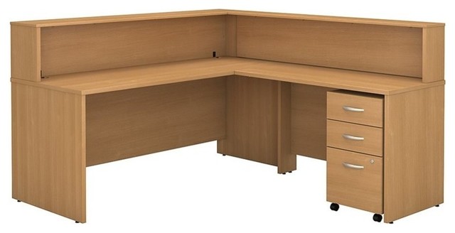 Bush Business Series C 72 L Shaped Reception Desk In Light Oak