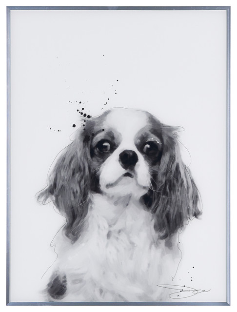 black and white dog wall art