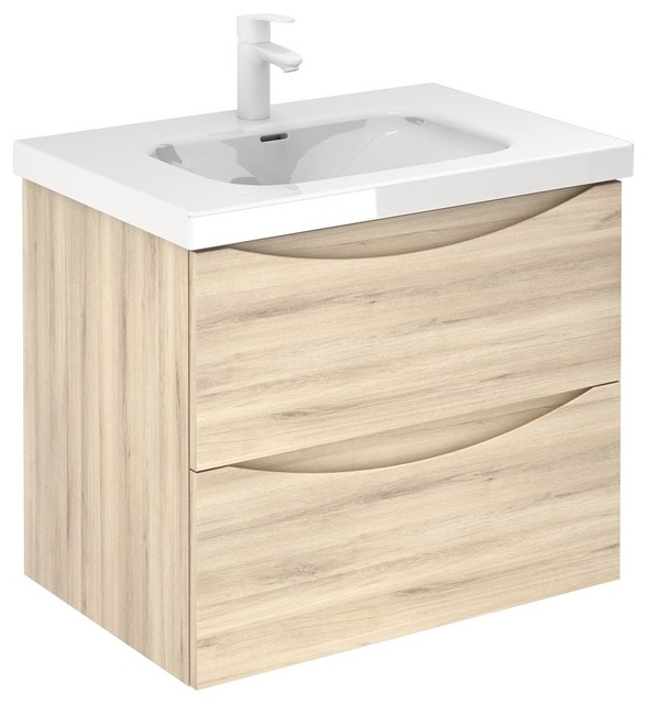 Love Modern Floating Bathroom Vanity 28 Inches Natural 2 Drawer With Basin Contemporary Vanities And Sink Consoles By Bath4life Houzz - Bathroom Sink With 2 Drawers