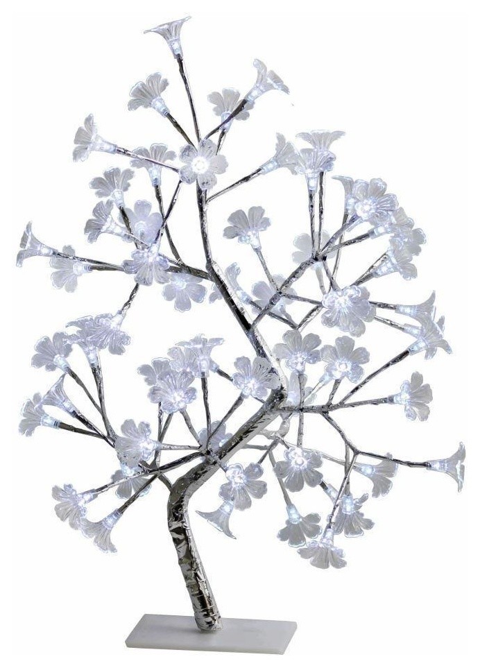White Morning Glory Led Lighted Decorative Tree Contemporary