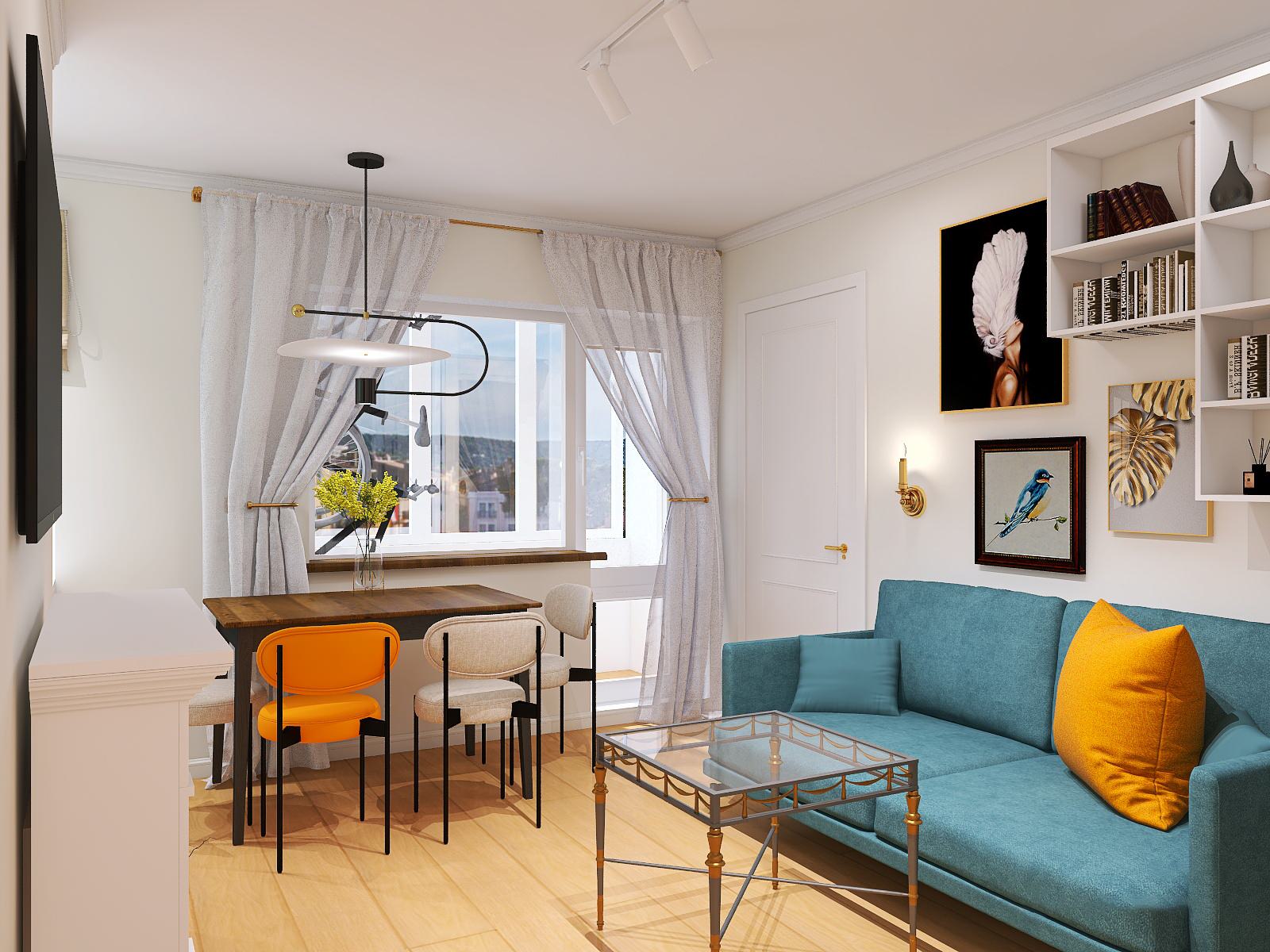 Двухкомнатная квартира в стиле фьюжн