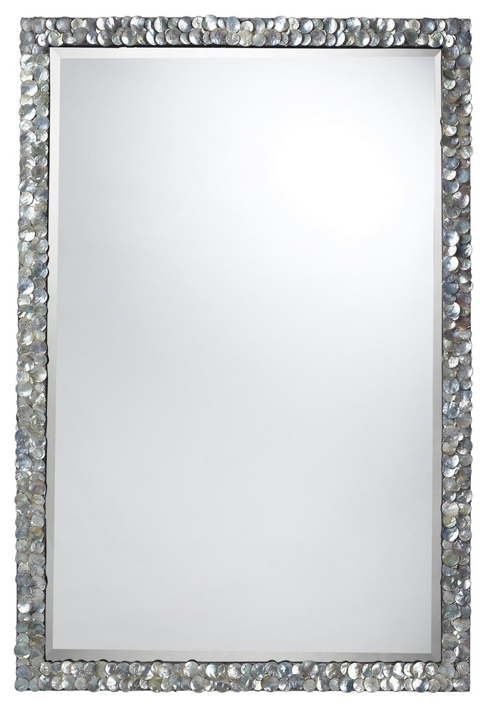 Sterling Industries Island Falls Mirror in a Silver Mother of Pearl Shell Finish