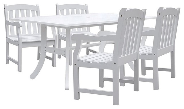 Bradley Outdoor 5-piece Wood Patio Dining Set in White
