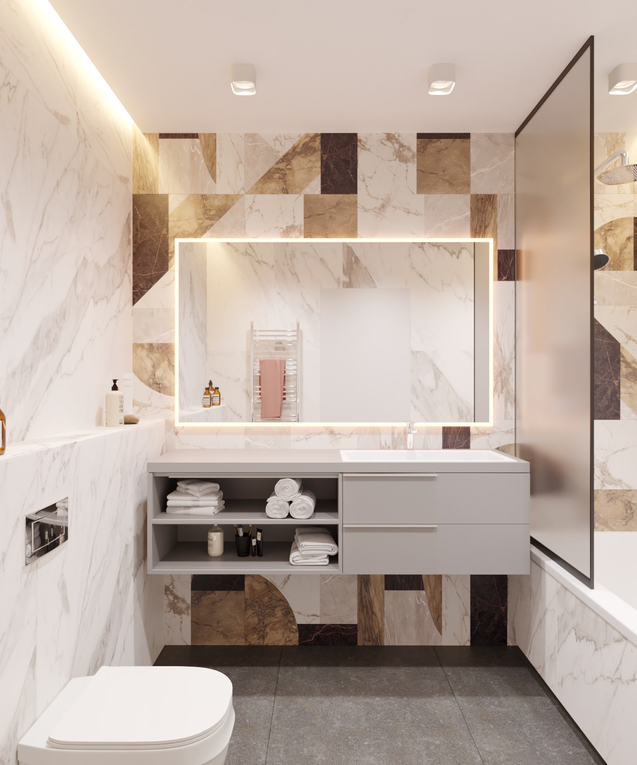 Квартира в минималистическом стиле 80 м^2 «ЖК Лазурные небеса» г.Казань