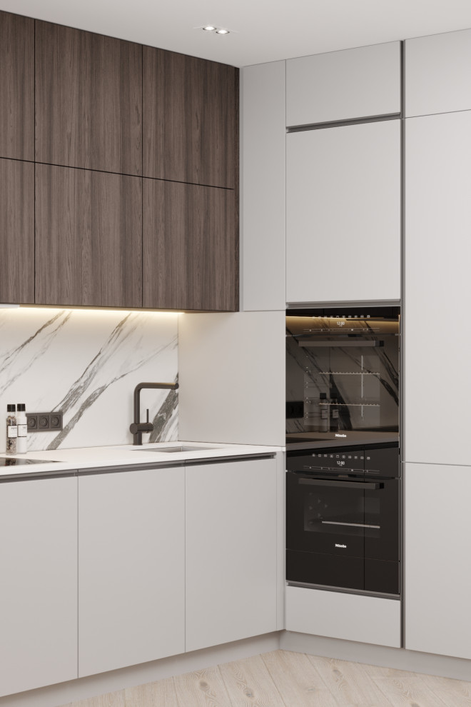 Дизайн кухни-гостиной в ЖК Ньютон