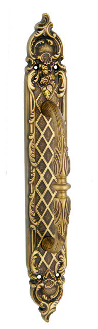 Belcastel Antique Brass Door Pull Handle On Plate 16". One piece