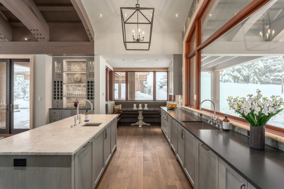 Example of a mountain style kitchen design in Vancouver