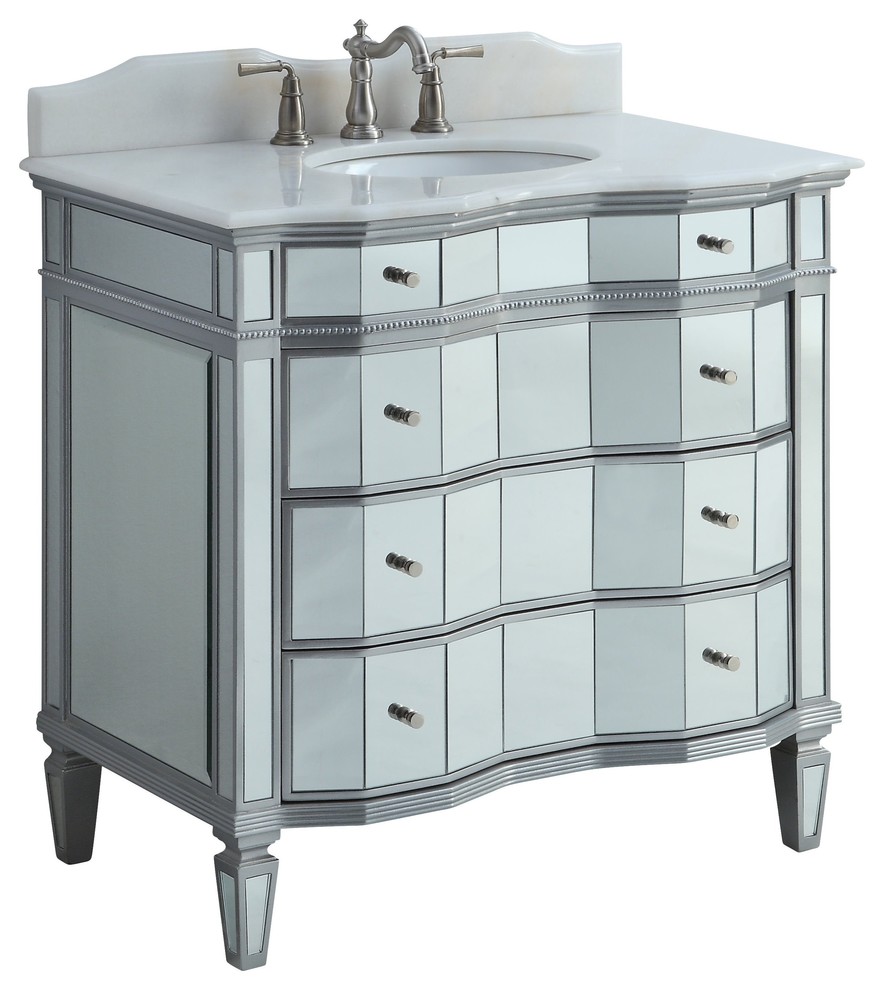 30" Ashley Modern Mirrored Bathroom Vanity - Traditional - Bathroom ...