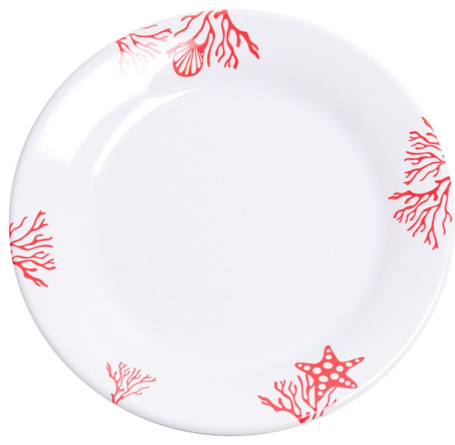 Galleyware Coral Melamine Nonskid Salad/Dessert Plates, Set of 4