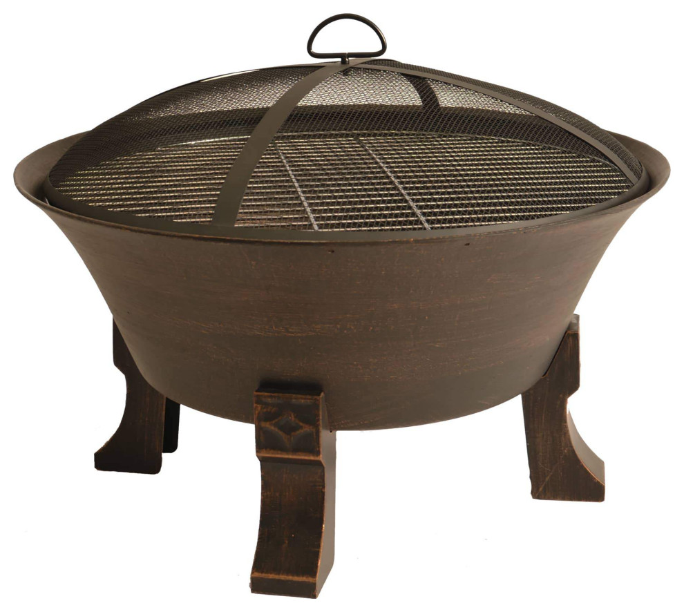 Bluegrass Living 26, Cast Iron Deep Bowl Fire Pit With Cooking Grid