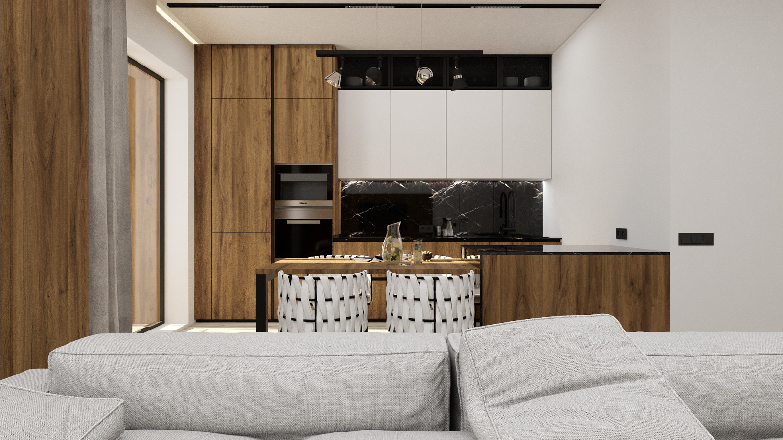 Дизайн концепция кухни-гостиной