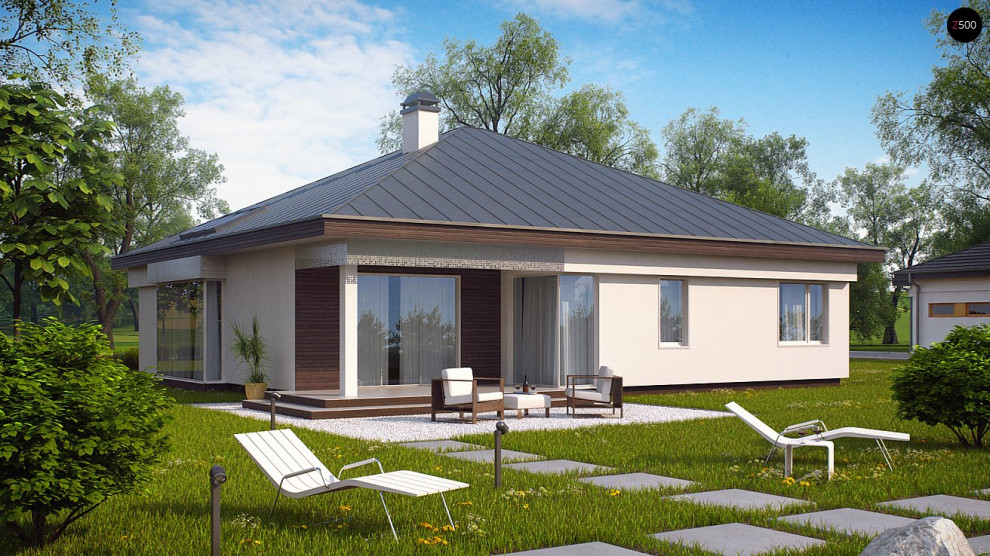 Z200 Удобный одноэтажный дом с гаражом для двух автомобилей, с большой площадью