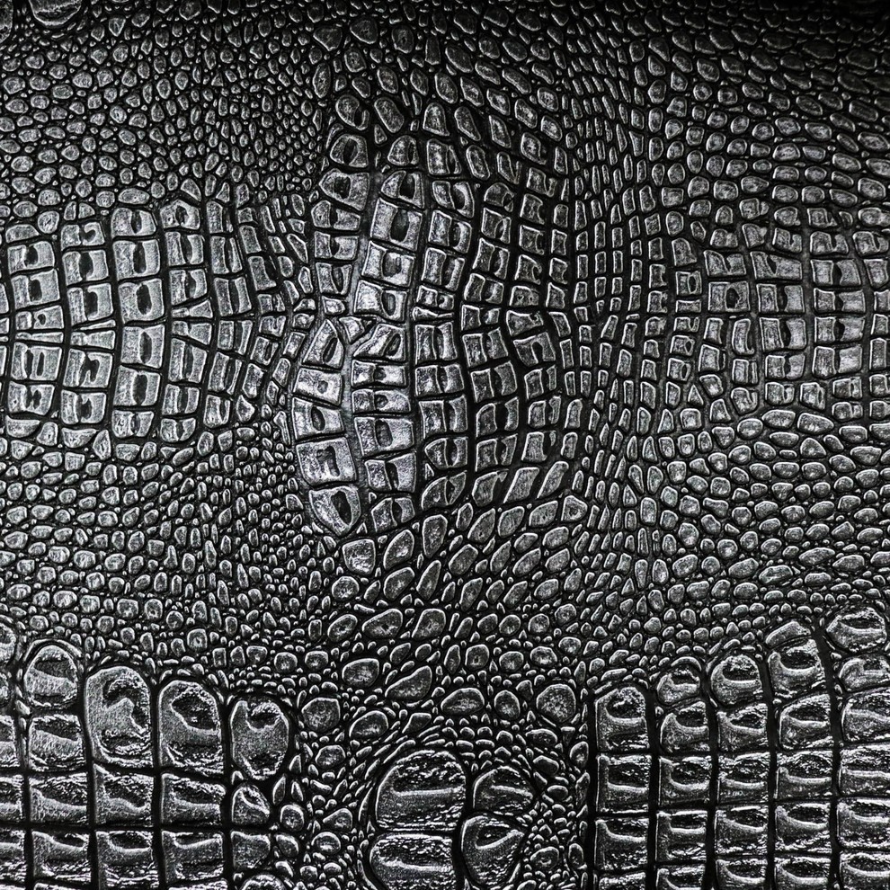 Zapata Chic Crocodile Skin Vinyl Upholstery Fabric, La Noche