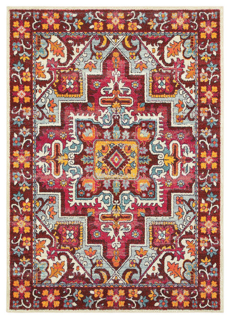 Bliss Magic Medallion Red/Pink Area Rug, 7'10"x11'