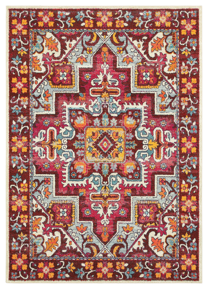 Bliss Magic Medallion Red/Pink Area Rug, 7'10"x11'