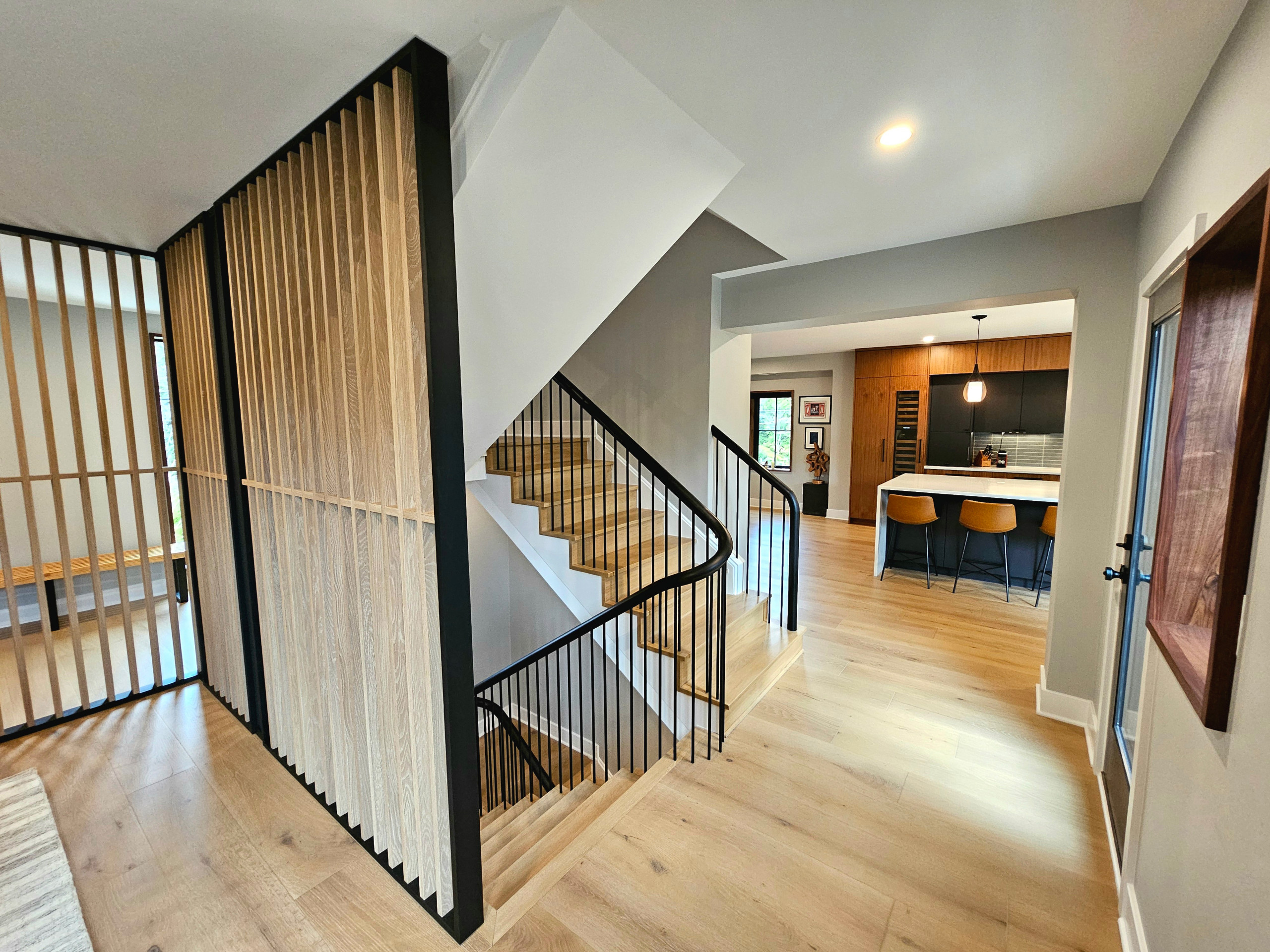 115_Stunning Continuous Rail System on 3 Story Floating Stairs; Arlington, VA 22