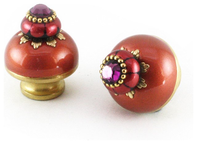 Nu Poppy Knob Coral Set Of 2 Traditional Cabinet And Drawer