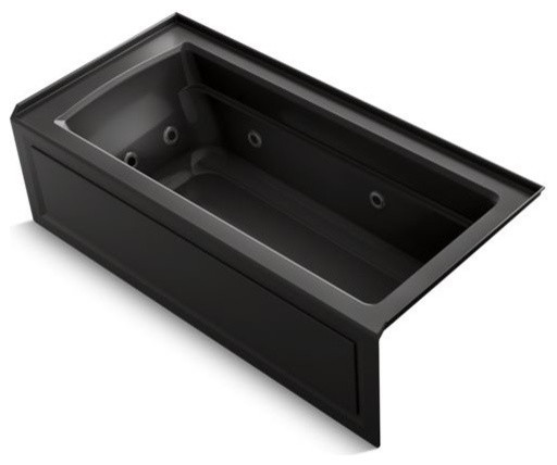 Kohler Archer 66"x32" Integral Apron Whirlpool With Right-Hand Drain, Black