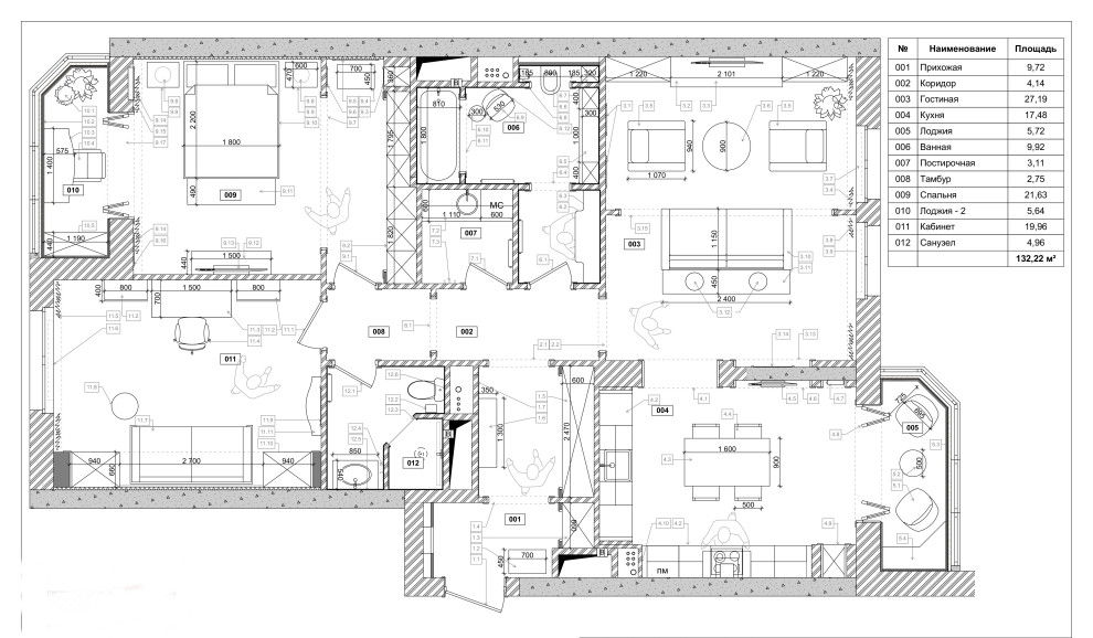 ЖК Донской олимп. Трехкомнатная квартира. 129 м.кв.