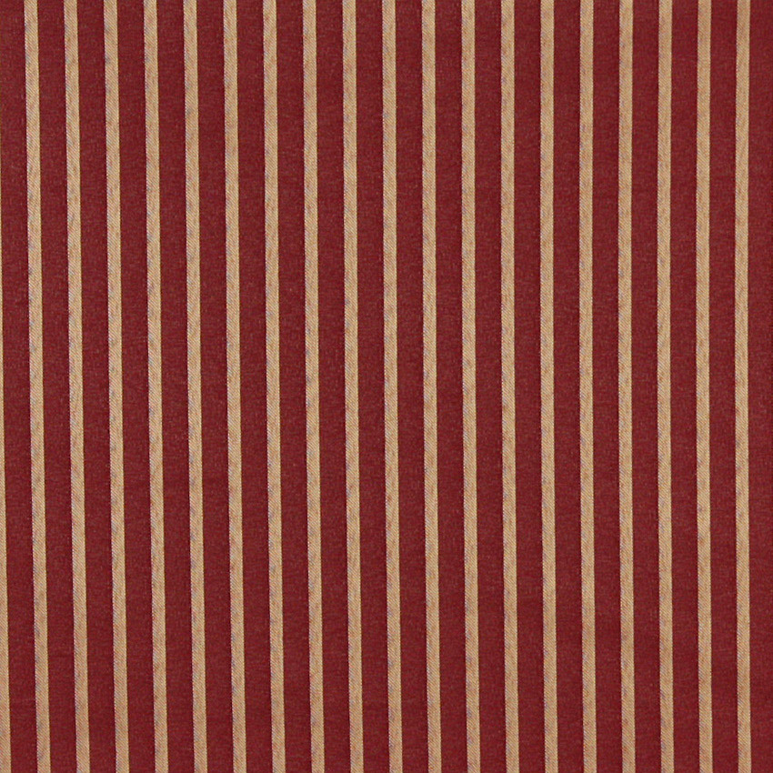 Red And Gold, Thin Striped Woven Upholstery Fabric By The Yard, By The