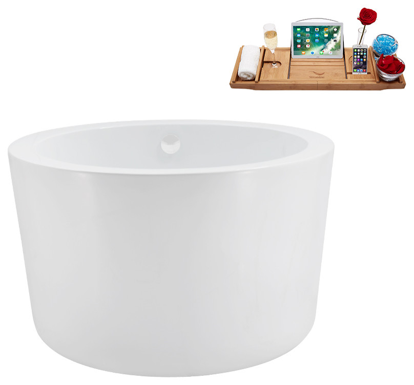 41" Streamline N3760WH Soaking Freestanding Tub and Tray With Internal Drain