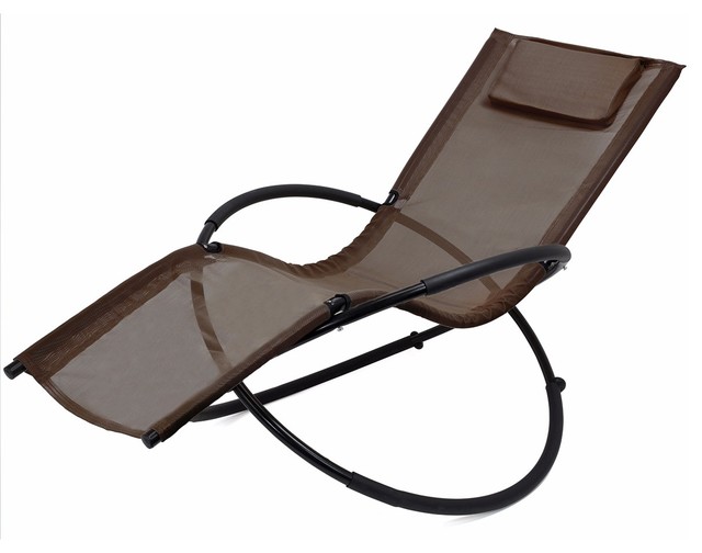 Orbital Patio Chair Folding Lounger Rocking Steel Frame Brown Orbital Patio Chair Folding Lounger Rocking Steel Frame Brown Contemporary Outdoor Chaise Lounges By Ihubdeal