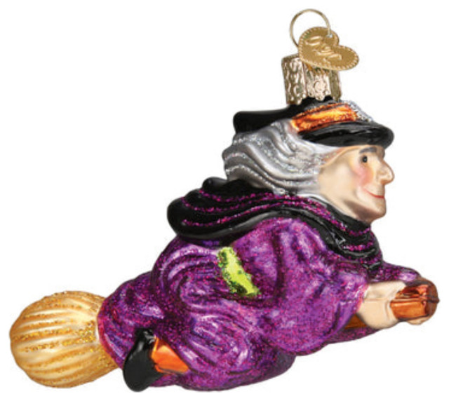 Old World Christmas Witch On Broomstick Blown Glass Holiday Ornament ...