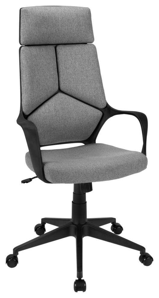 Office Chair, Adjustable Height, Swivel, Ergonomic, Armrests, Metal, Black, Grey Contemporary