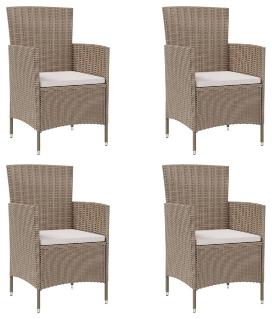 Vidaxl Patio Chairs With Cushions 4-Piece Poly Rattan Beige - Tropical ...