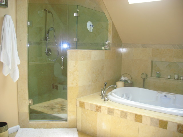 Shower & Jacuzzi tub - Mediterranean - Bathroom - New York ...