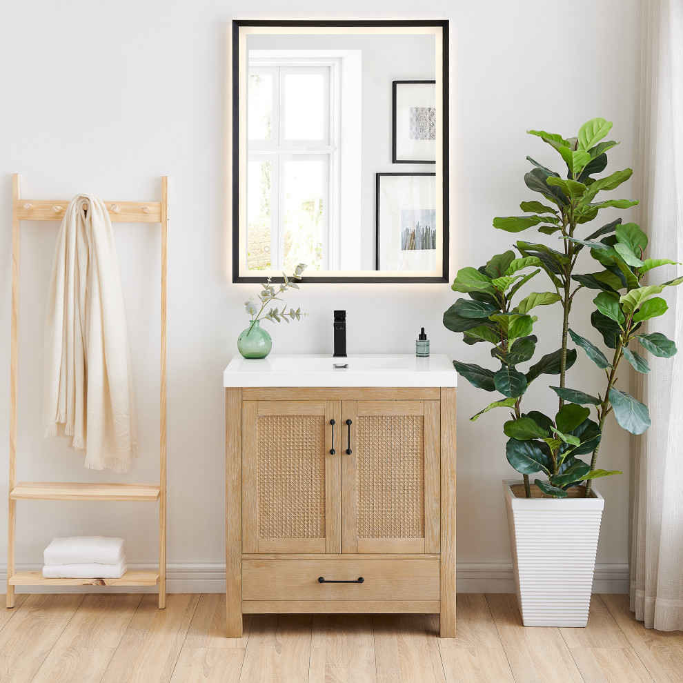 Bondi Single Bath Vanity, Light Brown, 30inch Tropical Bathroom