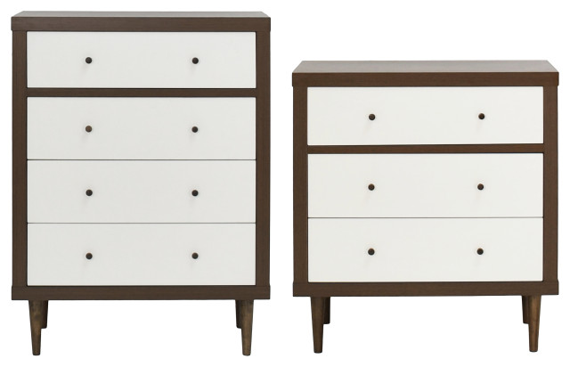 Farhart Mid Century Modern 2-Piece Drawer Chest and Drawer Dresser Set ...