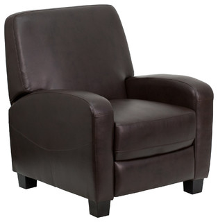 Brown Leather Push Back Recliner - Transitional - Recliner Chairs - by