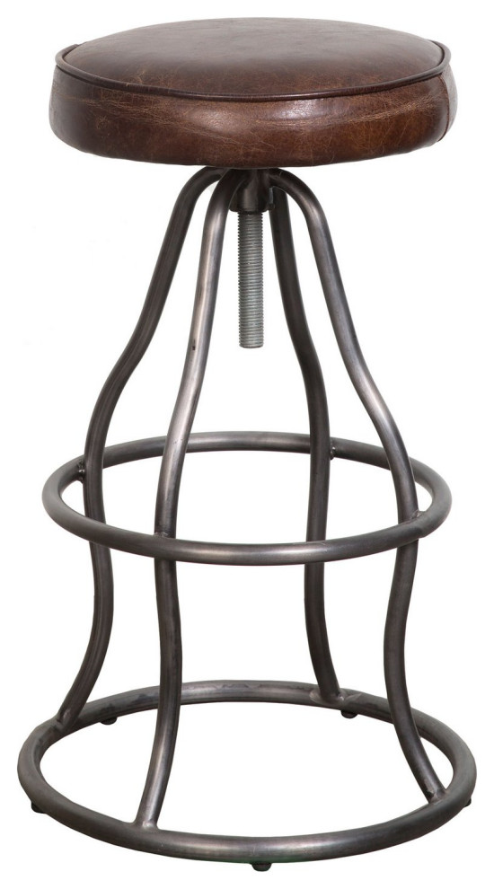 Bowie Bar Stool Vintage Brown Leather Industrial Bar Stools And