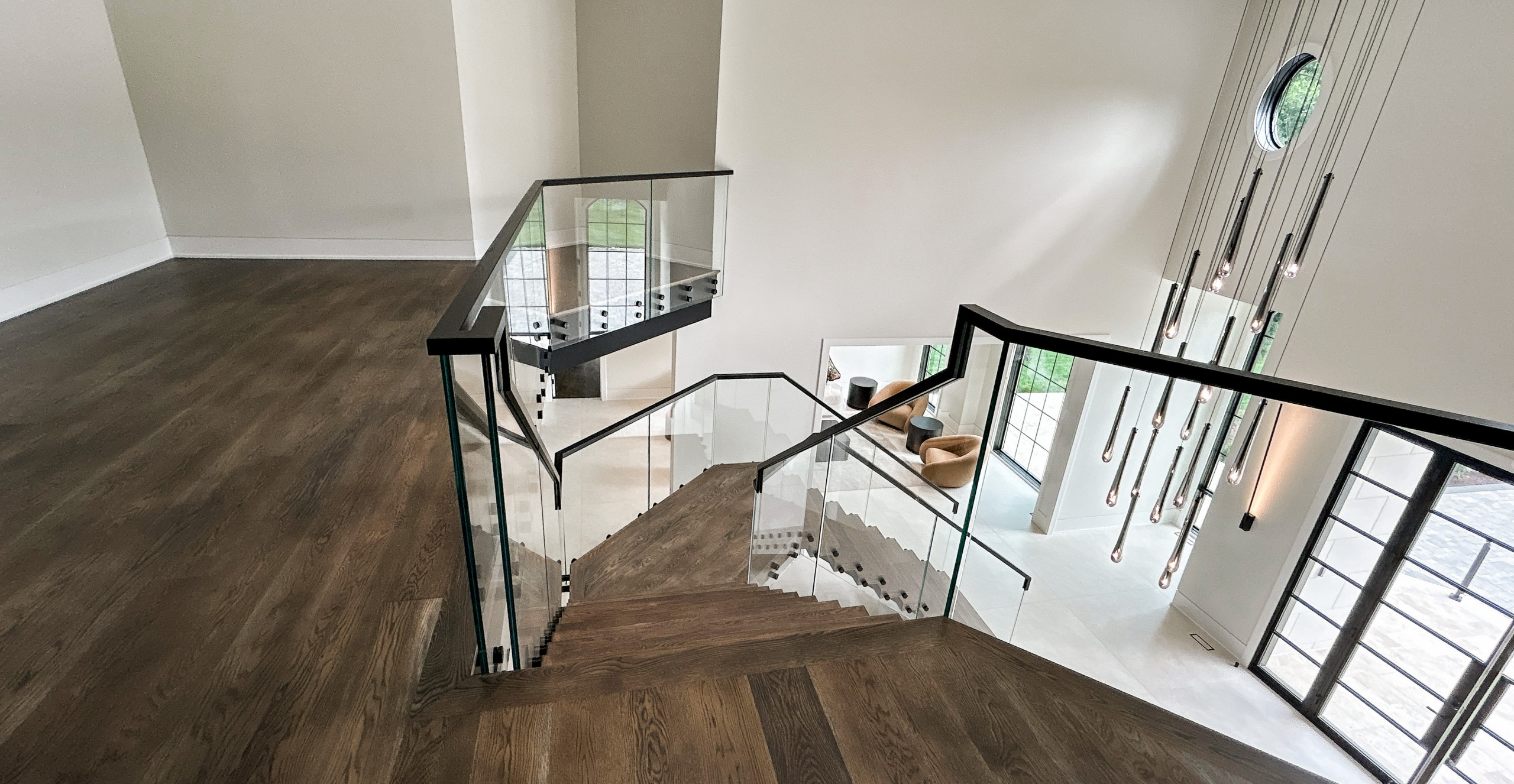 Project #159 | Modern Foyer Stair with Stand-off Glass Railing