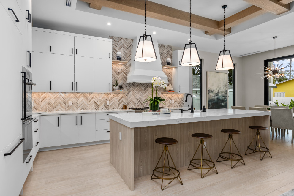 Example of a transitional kitchen design in Miami
