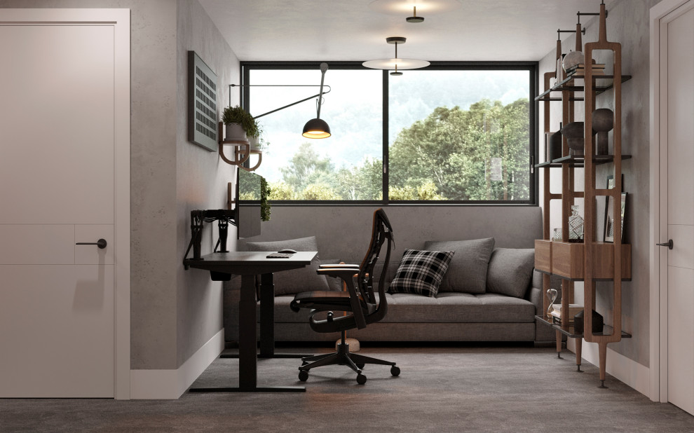 Inspiration for a medium sized contemporary home office in Edinburgh with a freestanding desk.