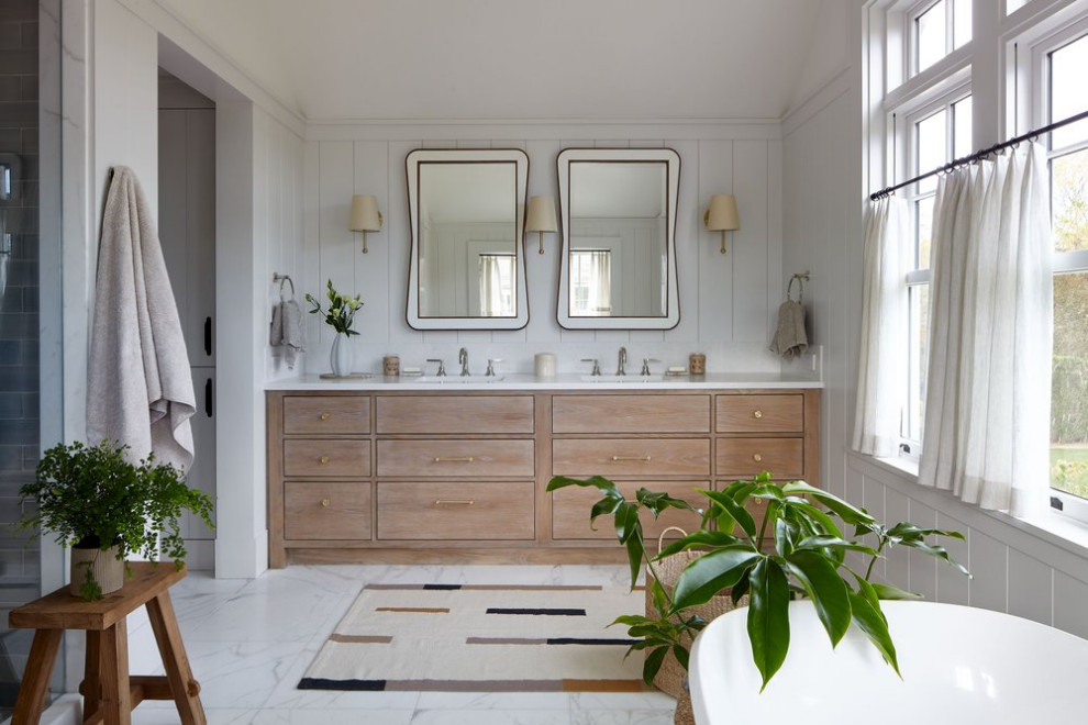 Design ideas for a beach style bathroom in New York.