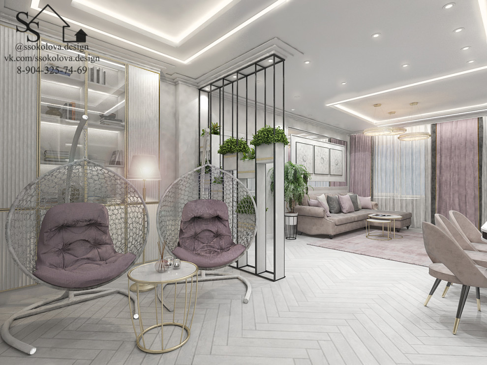 Кухня-гостиная в светлых тонах