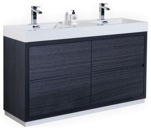 Bliss 60 Double Sink Free Standing, 60 Inch Double Sink Bathroom Vanity Gray