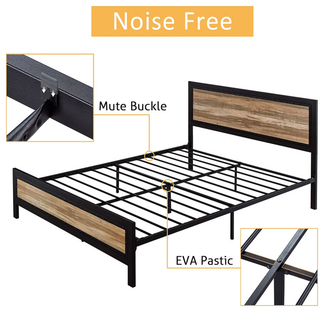 Heavy Duty Full Size Bed Frame Traditional Platform Beds by
