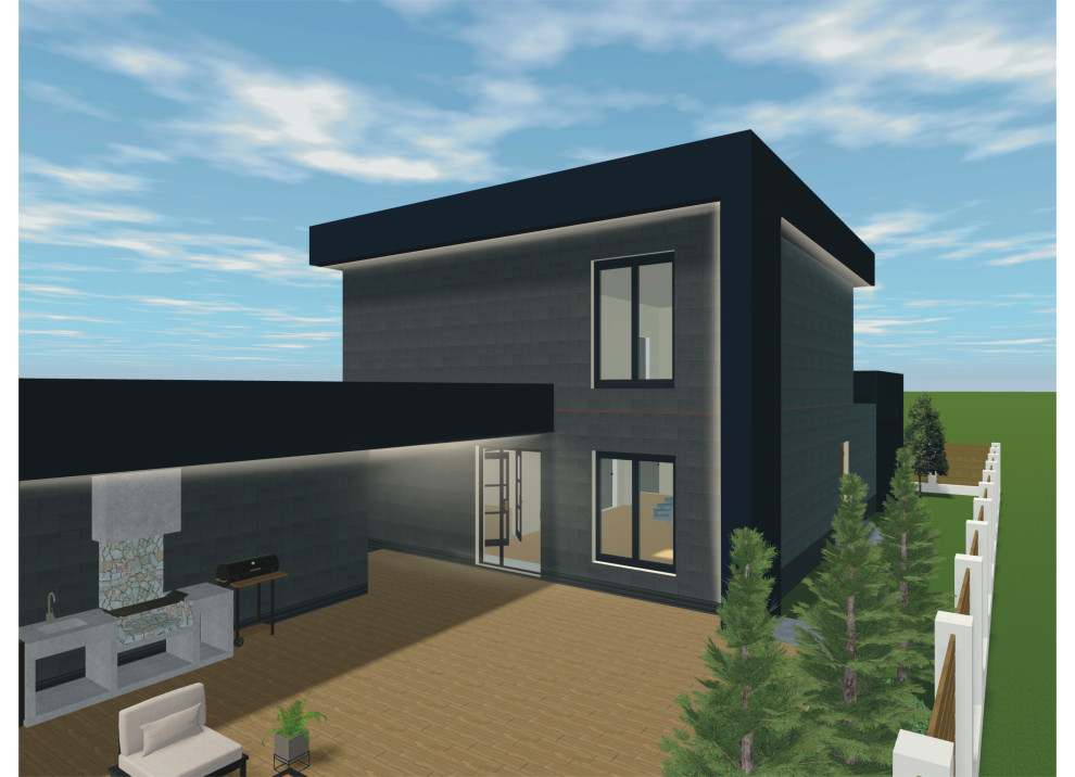 разработка дизайка фасада дома и построение зон участка