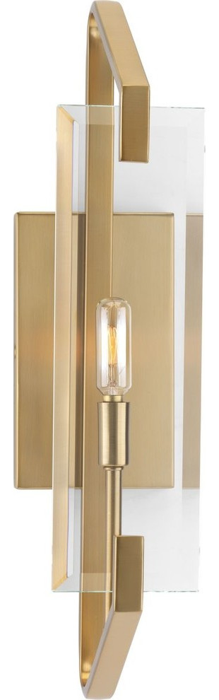 Cahill Collection 1-Light Brushed Bronze Clear Glass Luxe Bath Vanity Light
