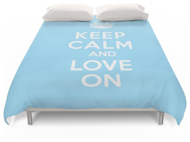 Society6 Keep Calm And Love On Sky Blue Duvet Cover Society6 Keep Calm And Love On Sky Blue Duvet Cover King 104