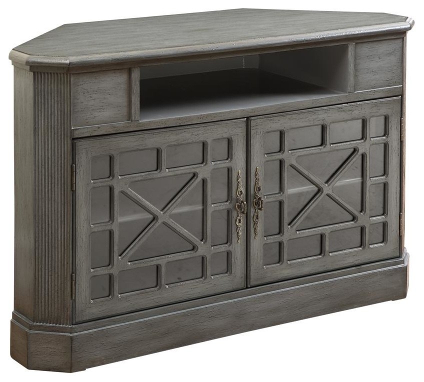 2Door Corner Media Gray Traditional Entertainment Centers