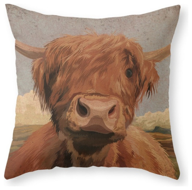 Highland Cow Throw Pillow - Contemporary - Decorative Pillows - by Society6