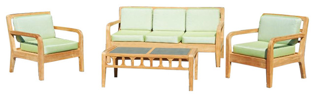 Lodge 4-Piece Outdoor Sofa, Armchair and Coffee Table Set