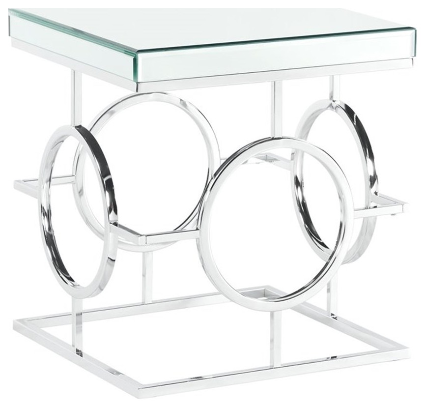 Bowery Hill End Table Coffee Accent Table Square in Glass Top and Metal