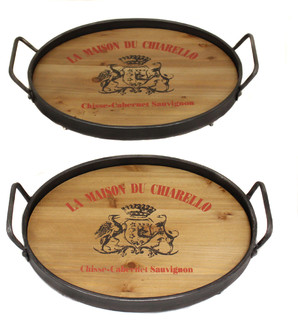 Urban Designs La Maison Du Chiarello Wood and Metal Serving Tray, Set of 2